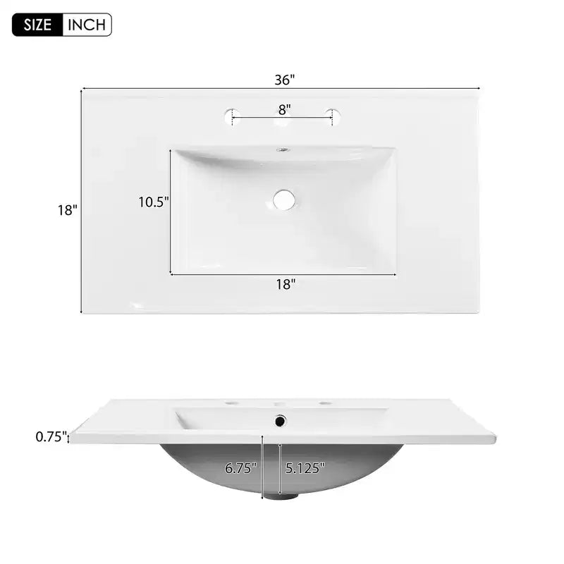 36 Bathroom Vanity with Sink, Bathroom Storage Cabinet with Drawers, Single Sink Bathroom Vanity with Soft Closing Doors