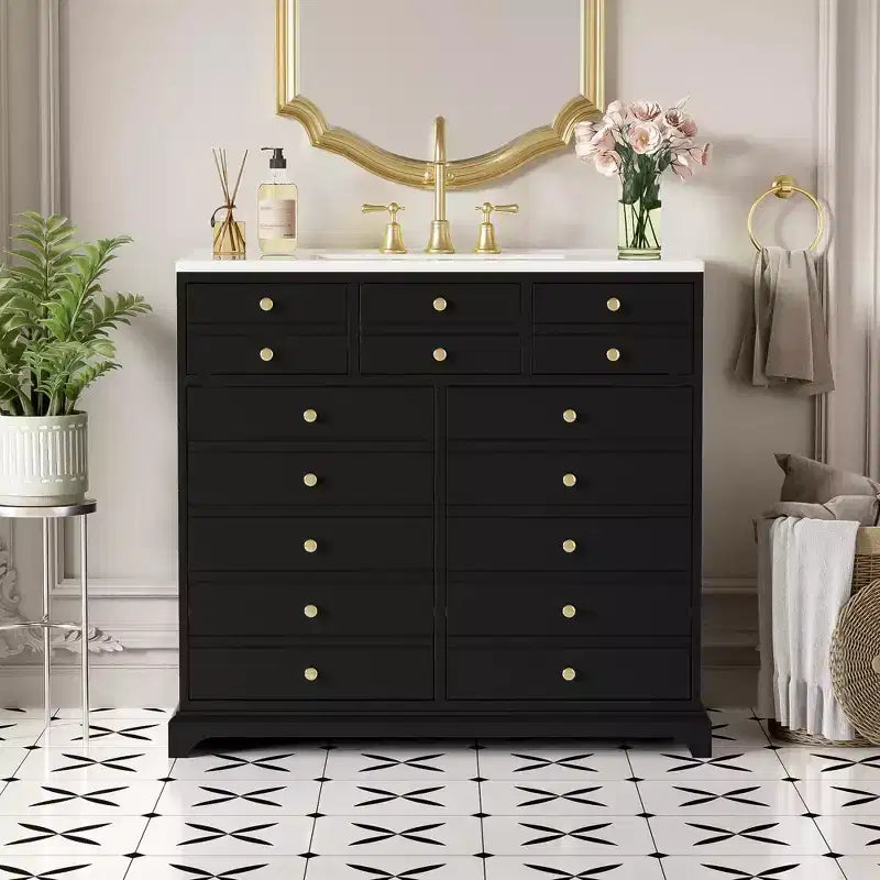 36 Bathroom Vanity with Sink, Bathroom Storage Cabinet with Drawers, Single Sink Bathroom Vanity with Soft Closing Doors