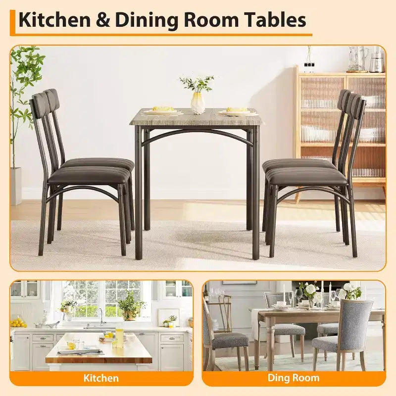 Kitchen Table and Chairs, Kitchen Table Sets with 4 Chairs, Dining Table Set Set for Apartments, Sturdy & Space-Saving