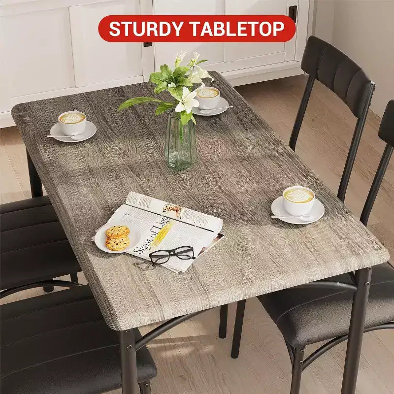 Kitchen Table and Chairs, Kitchen Table Sets with 4 Chairs, Dining Table Set Set for Apartments, Sturdy & Space-Saving