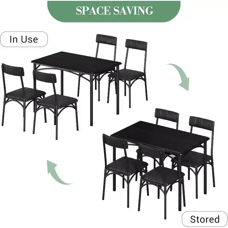 Kitchen Table and Chairs, Kitchen Table Sets with 4 Chairs, Dining Table Set Set for Apartments, Sturdy & Space-Saving
