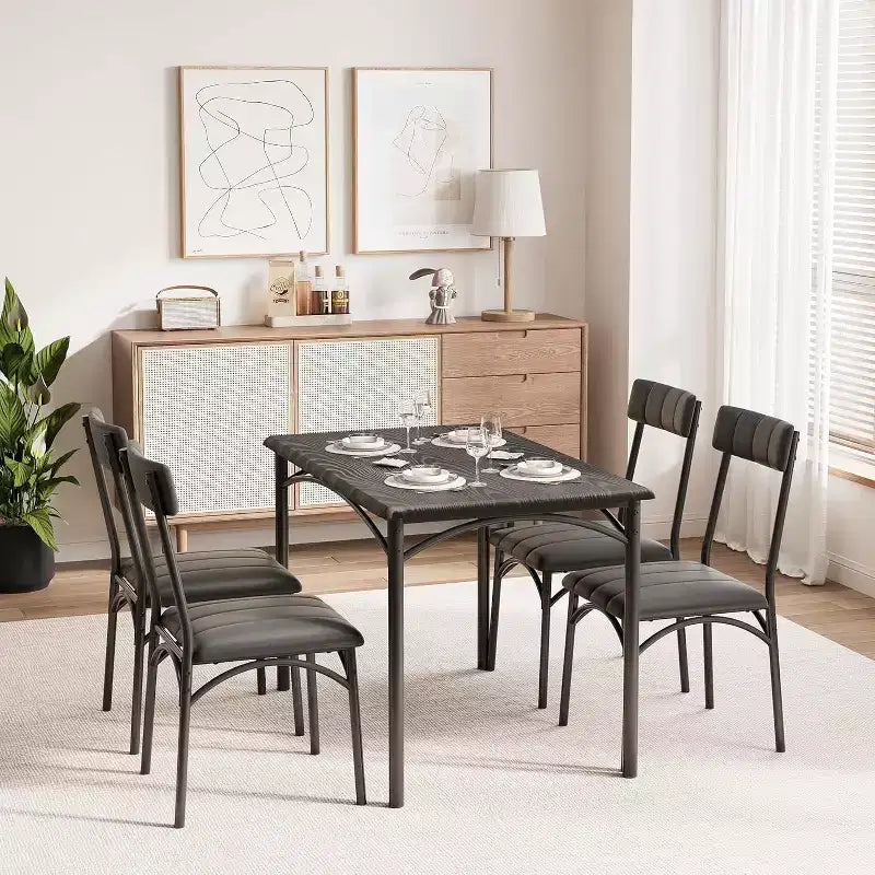 Kitchen Table and Chairs, Kitchen Table Sets with 4 Chairs, Dining Table Set Set for Apartments, Sturdy & Space-Saving