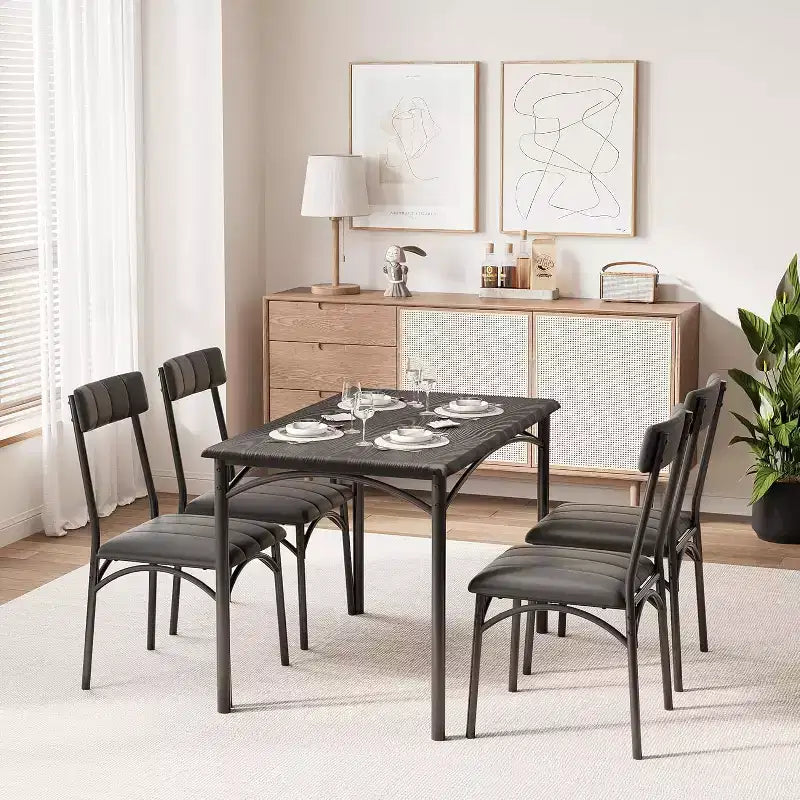 Kitchen Table and Chairs, Kitchen Table Sets with 4 Chairs, Dining Table Set Set for Apartments, Sturdy & Space-Saving