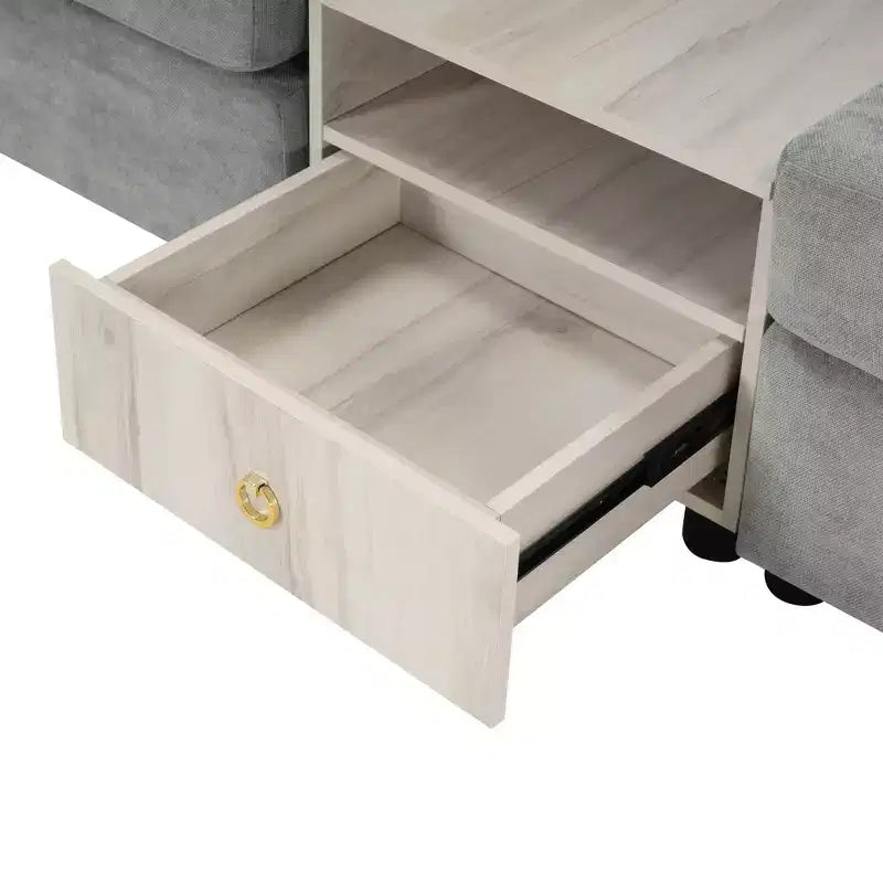 Christopher Knight Home Dirae 132.5'' Modern 4-Seater Chenille Upholstered Sectional Sofa with Console, Storage Armrest and Pillows
