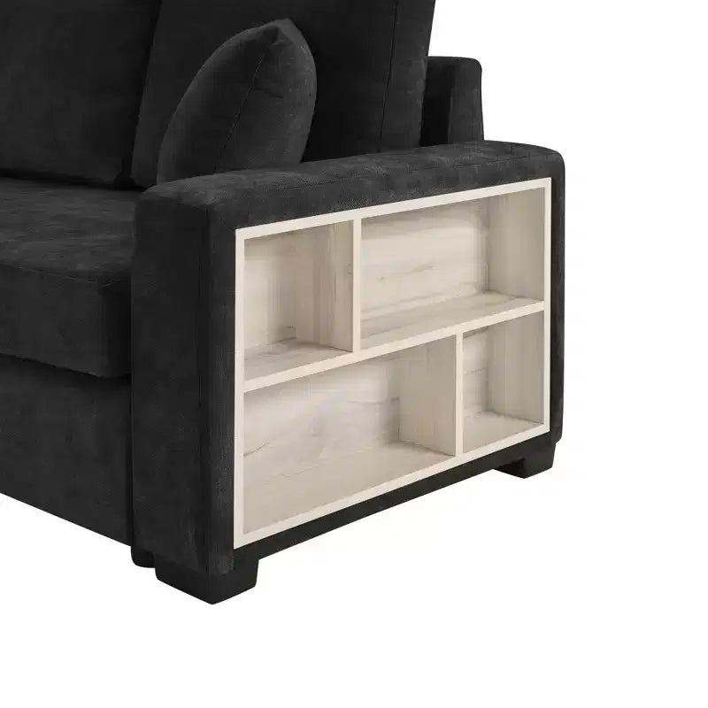Christopher Knight Home Dirae 132.5'' Modern 4-Seater Chenille Upholstered Sectional Sofa with Console, Storage Armrest and Pillows