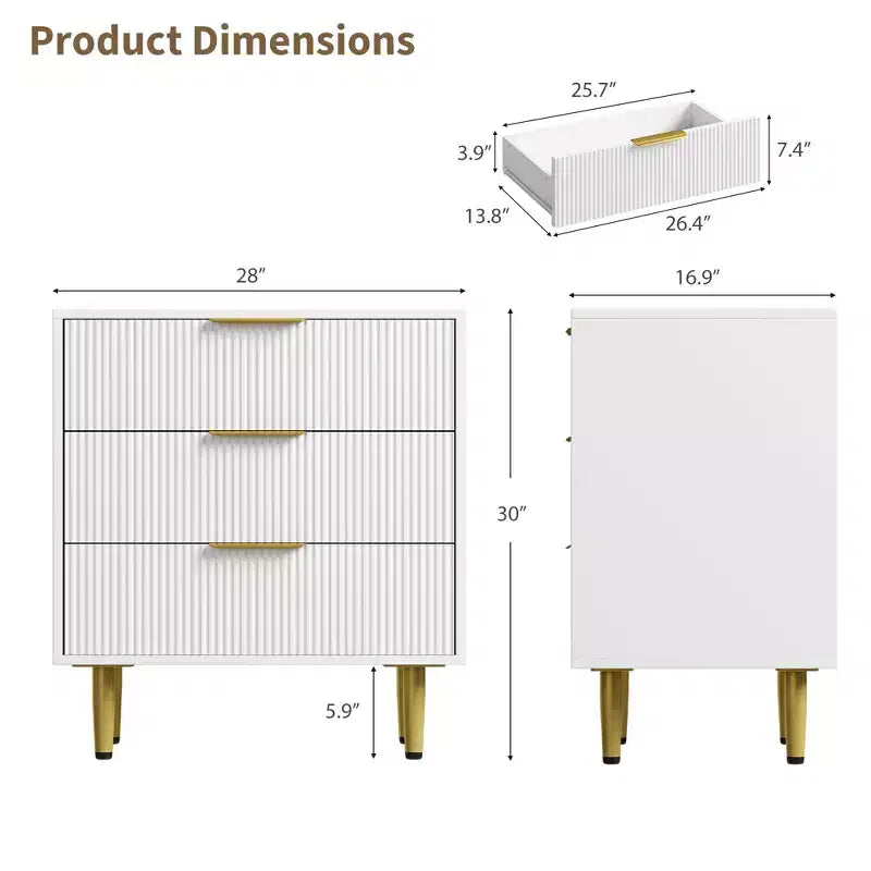 6/5/3 Drawer Dresser for Bedroom, Wood Chest of Drawers, Fluted Dresser