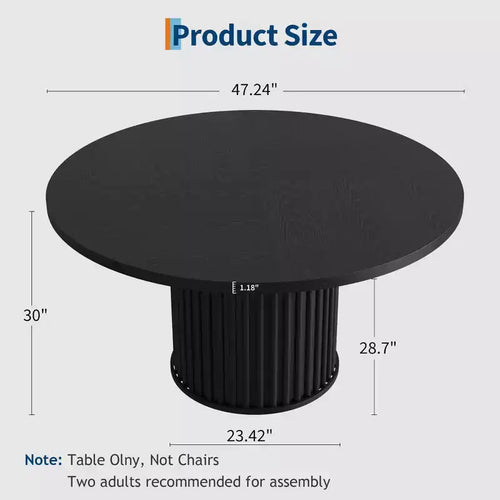 47 Round Dining Table for 4-6, Wooden Kitchen Table with Metal Pedestal Base, Modern Circular Dinner Table, Breakfast Table for Living Room,No Chair