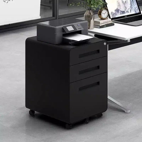 3 Drawer File Cabinet with Lock, Mobile Metal Vertical Filing Cabinet, Under Desk Storage Cabinet with Wheels, Fit Letter/A4/Legal Size File