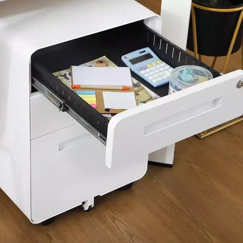 3 Drawer File Cabinet with Lock, Mobile Metal Vertical Filing Cabinet, Under Desk Storage Cabinet with Wheels, Fit Letter/A4/Legal Size File