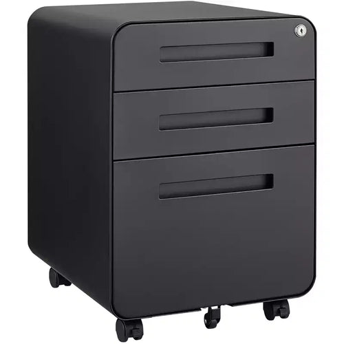 3 Drawer File Cabinet with Lock, Mobile Metal Vertical Filing Cabinet, Under Desk Storage Cabinet with Wheels, Fit Letter/A4/Legal Size File
