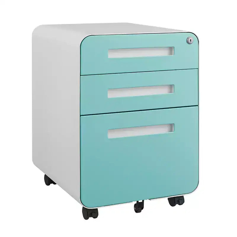 3 Drawer File Cabinet with Lock, Mobile Metal Vertical Filing Cabinet, Under Desk Storage Cabinet with Wheels, Fit Letter/A4/Legal Size File
