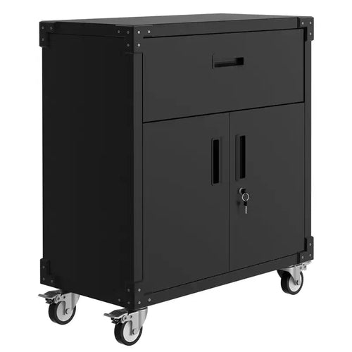 35.4 Rolling Metal Storage Cabinet with Drawer, Lock, 4 Wheels, Rust-Resistant Heavy Duty Tool Cabinet for Garage, Warehouse, Office