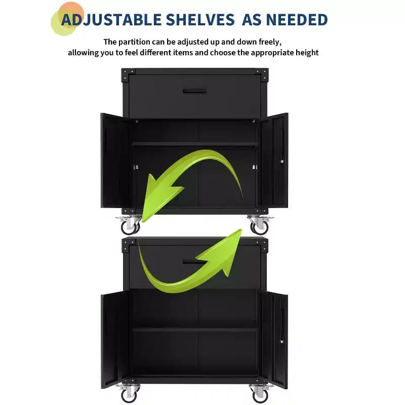 35.4 Rolling Metal Storage Cabinet with Drawer, Lock, 4 Wheels, Rust-Resistant Heavy Duty Tool Cabinet for Garage, Warehouse, Office