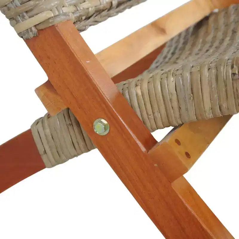 vidaXL Chair Accent Camping Chair Natural Kubu Rattan and Solid Wood Mahogany - White
