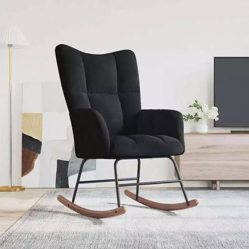 vidaXL Rocking Chair Accent Side Chair Padded Seat for Living Room Velvet - Black Without Footrest