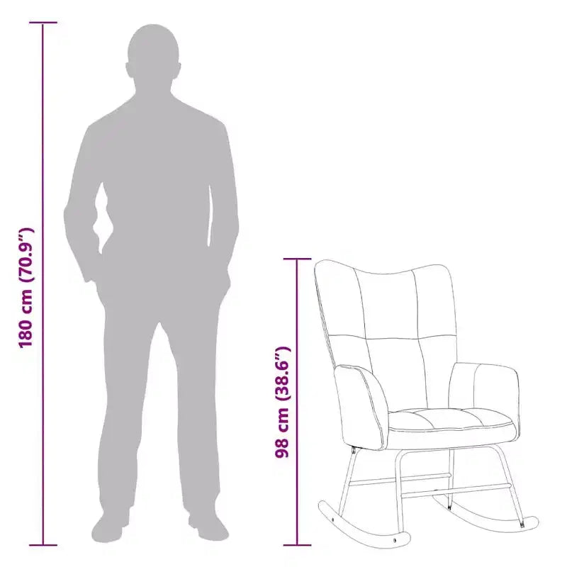 vidaXL Rocking Chair Accent Side Chair Padded Seat for Living Room Velvet - Black Without Footrest