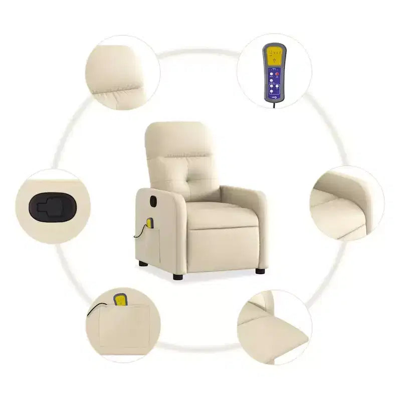 vidaXL Massage Recliner Chair Black Fabric