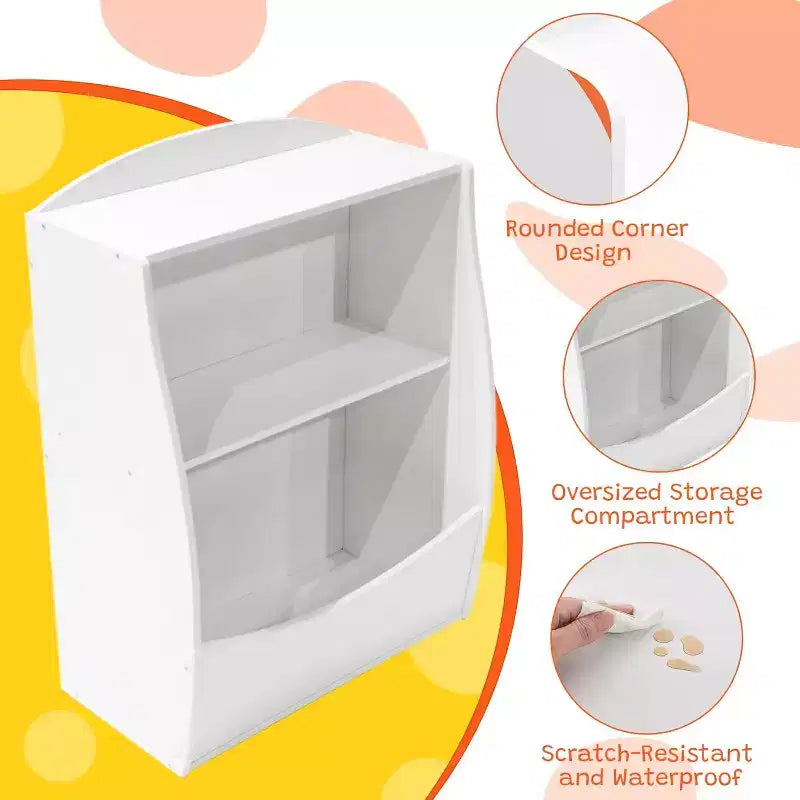 2 Tier Toy Storage Organizer for Kids,Wood Kids Bookshelf and Toy Organizer,Book Display Shelf for Kids Rooms Playroom, Nursery