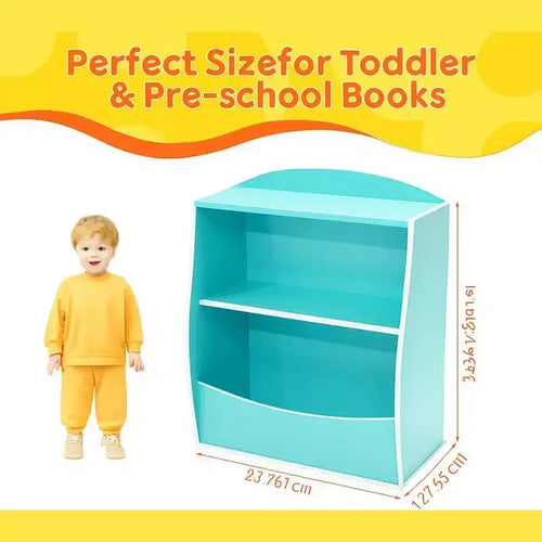 2 Tier Toy Storage Organizer for Kids,Wood Kids Bookshelf and Toy Organizer,Book Display Shelf for Kids Rooms Playroom, Nursery