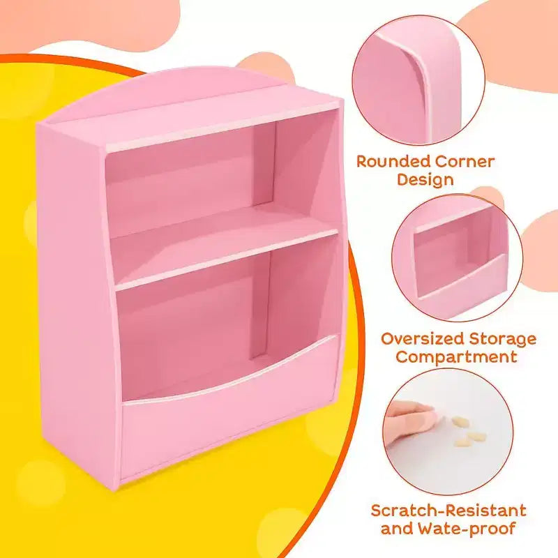2 Tier Toy Storage Organizer for Kids,Wood Kids Bookshelf and Toy Organizer,Book Display Shelf for Kids Rooms Playroom, Nursery