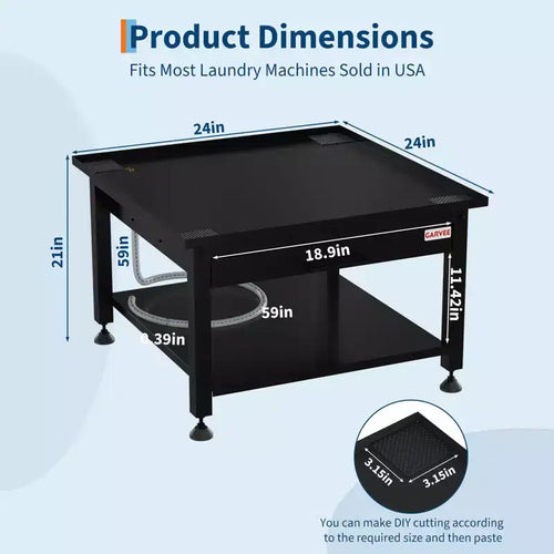 24/27 Wide Washer and Dryer Pedestals with Pullout-Shelf, Pedestal with Adjustable Anti-Vibration Pads, Drain Pan and Hose, 800 - 1000 lbs Capacity