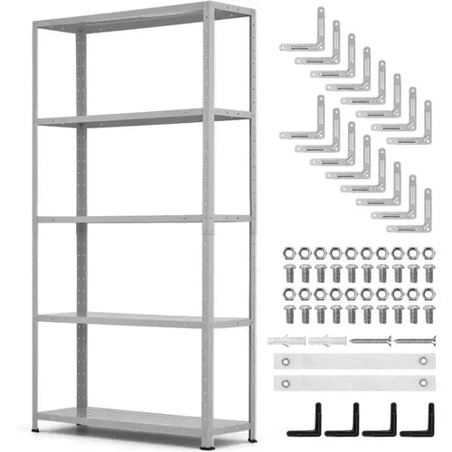 5 Tier Heavy Duty Steel Shelving Unit,500 lbs Capacity Garage Storage Shelves with Adjustable Height,Metal Industrial Shelves for Indoor Outdoor