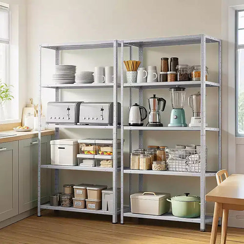 5 Tier Heavy Duty Steel Shelving Unit,500 lbs Capacity Garage Storage Shelves with Adjustable Height,Metal Industrial Shelves for Indoor Outdoor