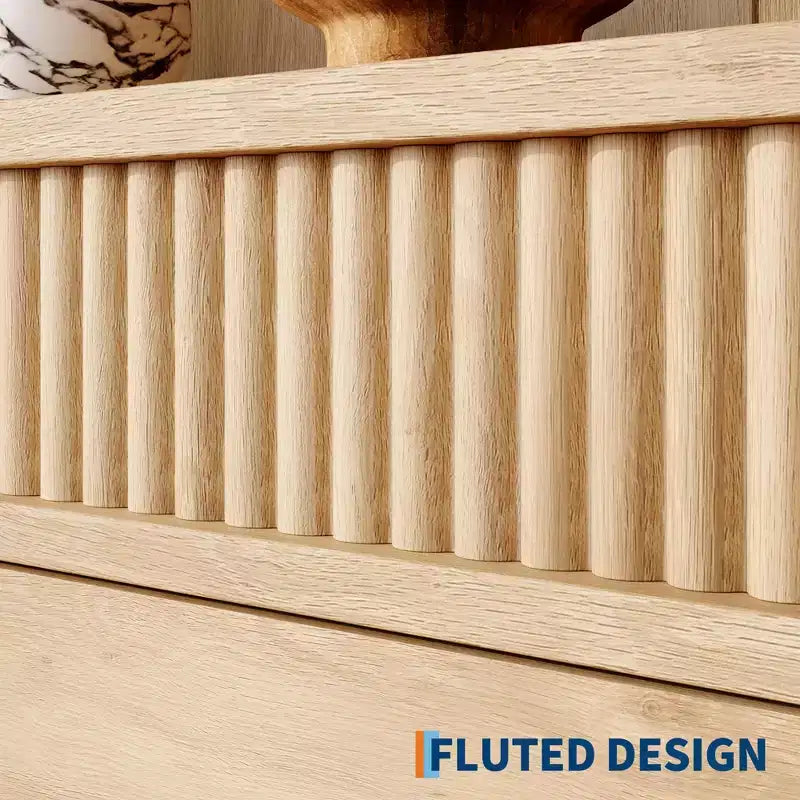 Fluted Bookcase with Drawers, 70.8 6-Tier White Bookshelf, Waved Design Storage Cabinet & Open Shelf for Living Room Office