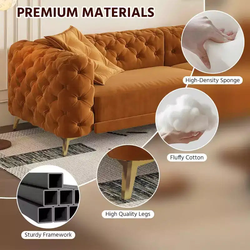 MAYEERTY 3-in-1 Convertible Sleeper Sofa, 28.4 Deep Seat Pull Out Sofa Bed with Movable Ottoman Orange