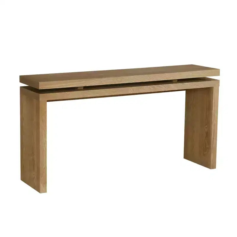 Clihome 60 Farmhouse Console Table - Retro Wooden Entryway Table with Double Board Suspension Design,Sofa Table for Living Room