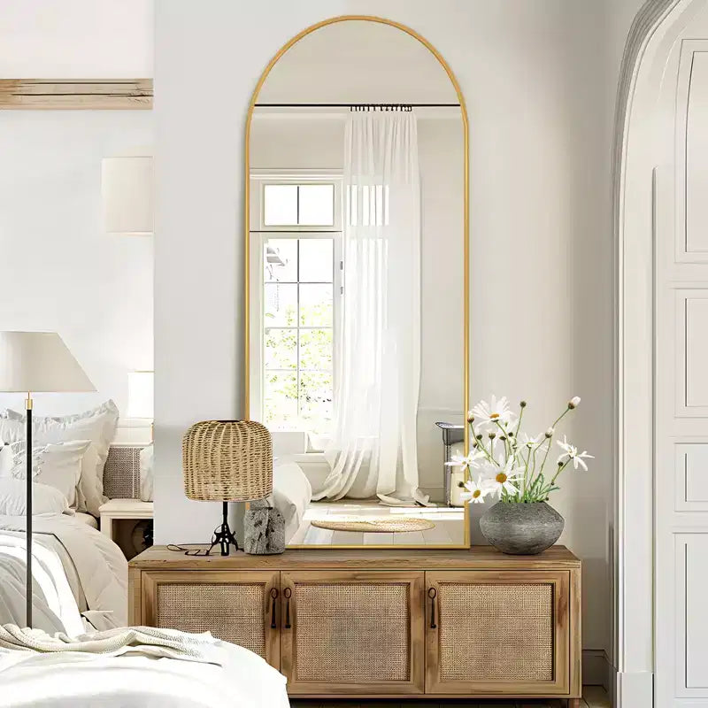 PexFix Full Length Mirror with Stand Arched Full Body Mirror Aluminum Frame Floor Freestanding Hanging Leaning Mounted for Bedroom Living Room