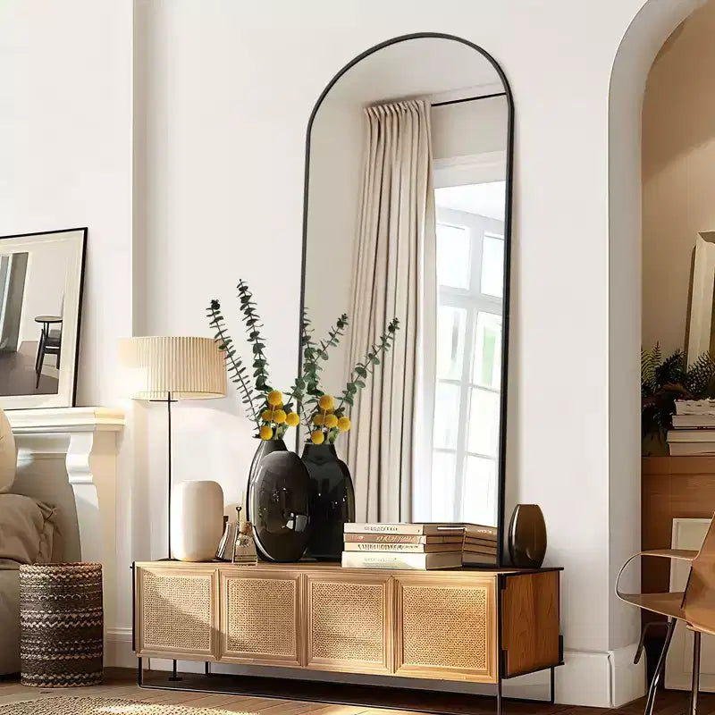 PexFix Full Length Mirror with Stand Arched Full Body Mirror Aluminum Frame Floor Freestanding Hanging Leaning Mounted for Bedroom Living Room
