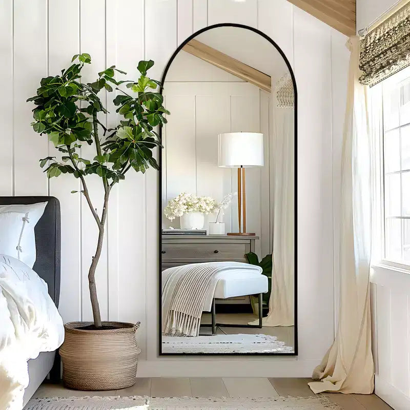 PexFix Full Length Mirror with Stand Arched Full Body Mirror Aluminum Frame Floor Freestanding Hanging Leaning Mounted for Bedroom Living Room