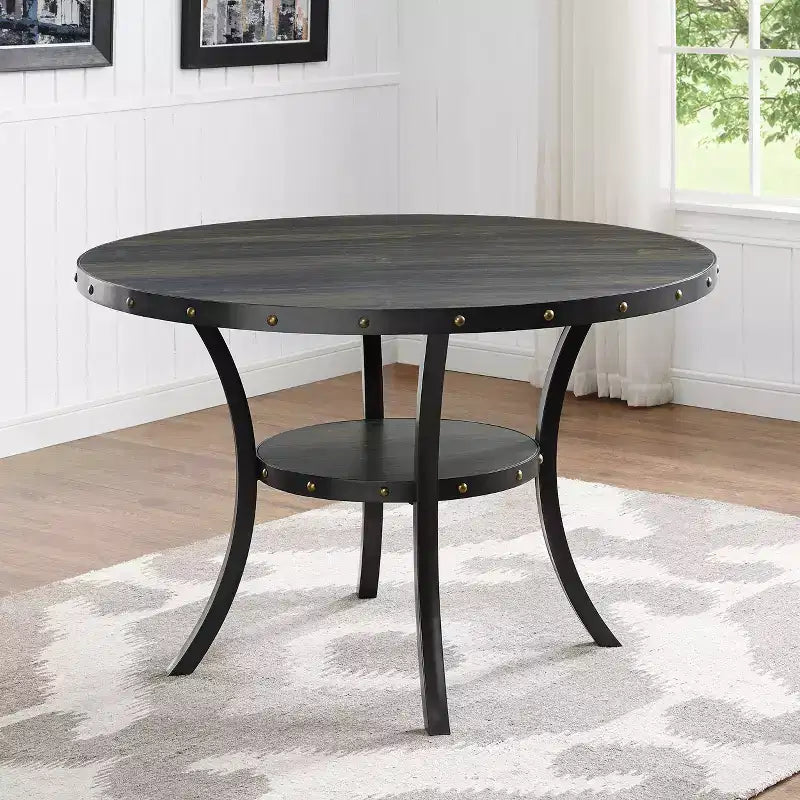 GDFStudio Brenton 48 Contemporary Round Dining Table with Storage Shelf