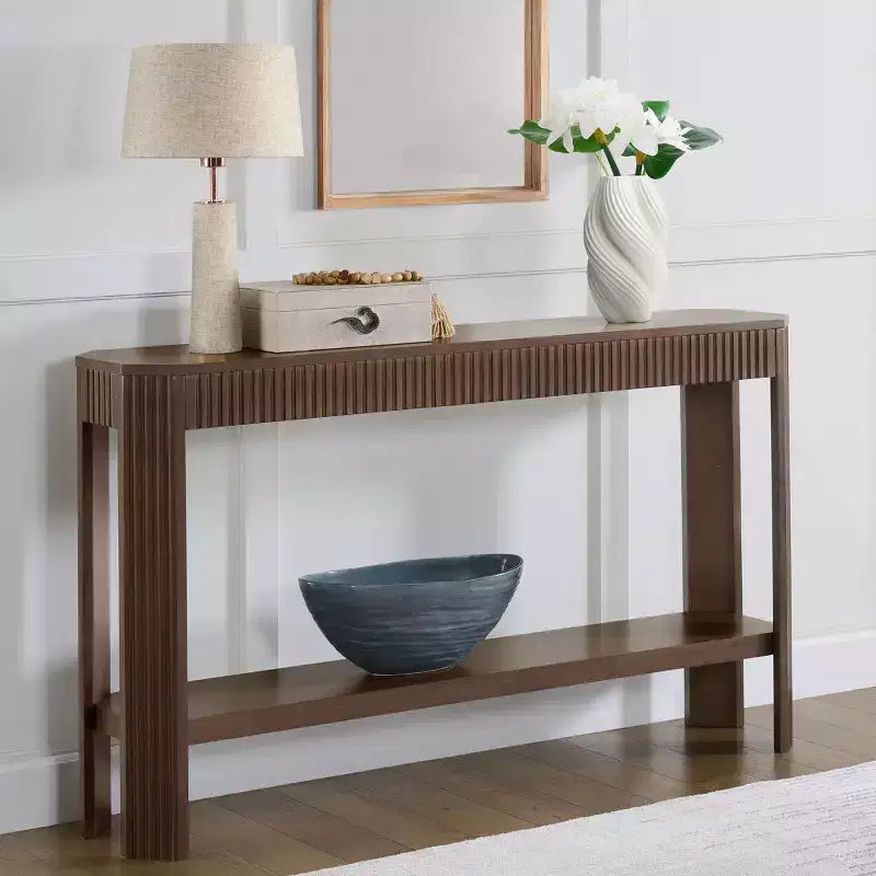 Console en bois massif cannelé