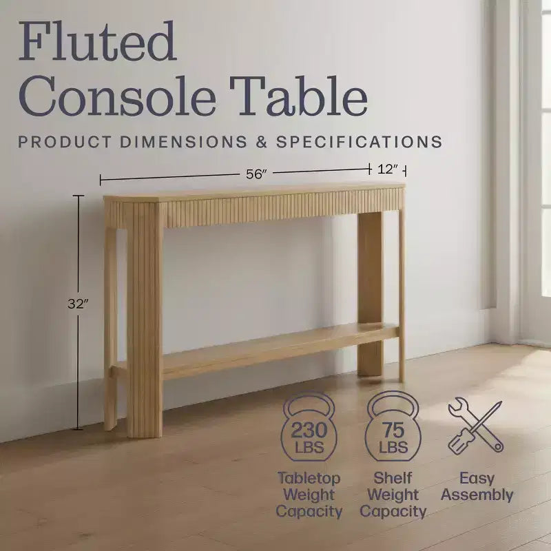 Console en bois massif cannelé