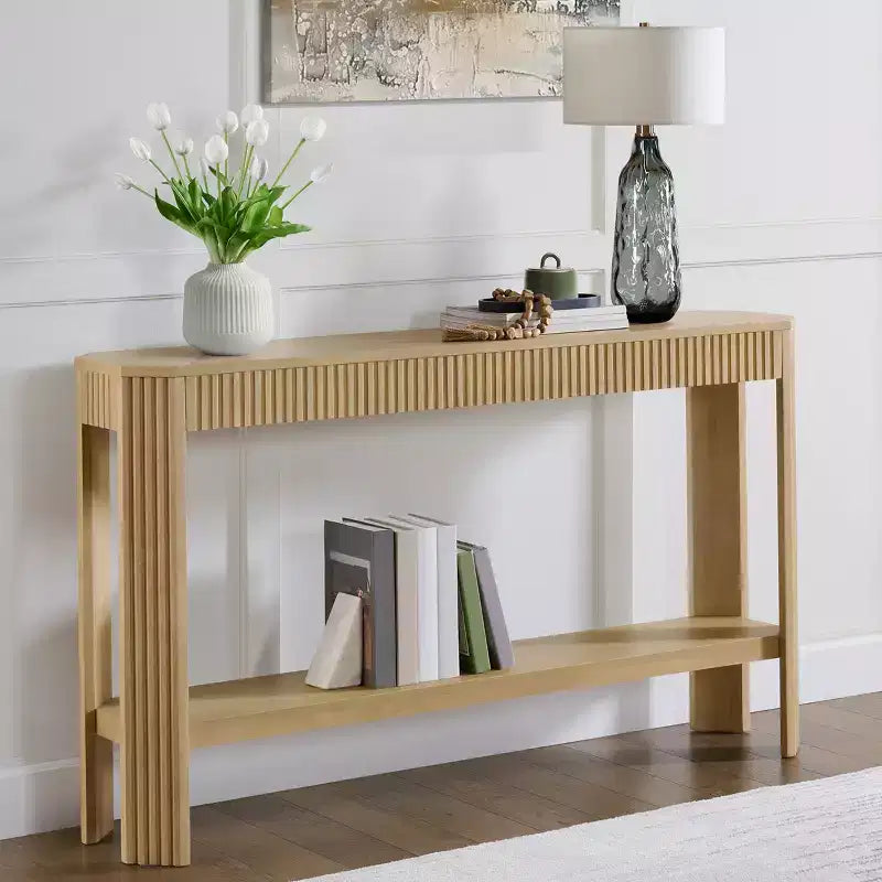 Console en bois massif cannelé