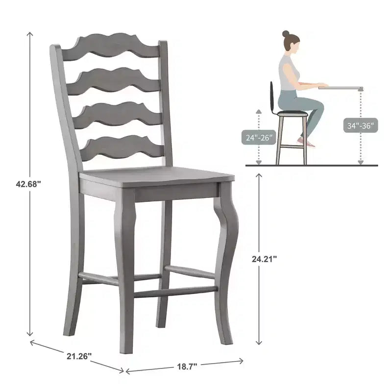 Lot de 2 tabourets de bar échelle français