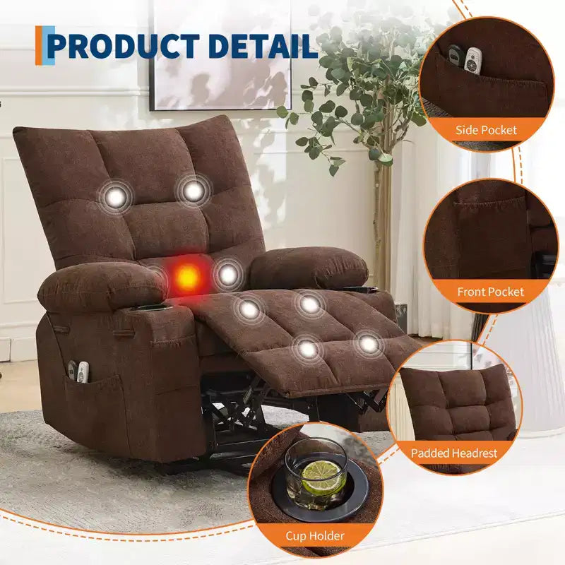 Fauteuil inclinable releveur surdimensionné, Rembourrage doux et confortable
