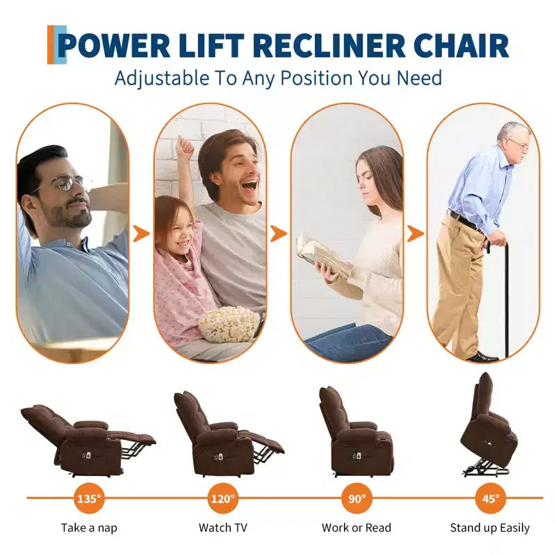 Fauteuil inclinable releveur surdimensionné, Rembourrage doux et confortable