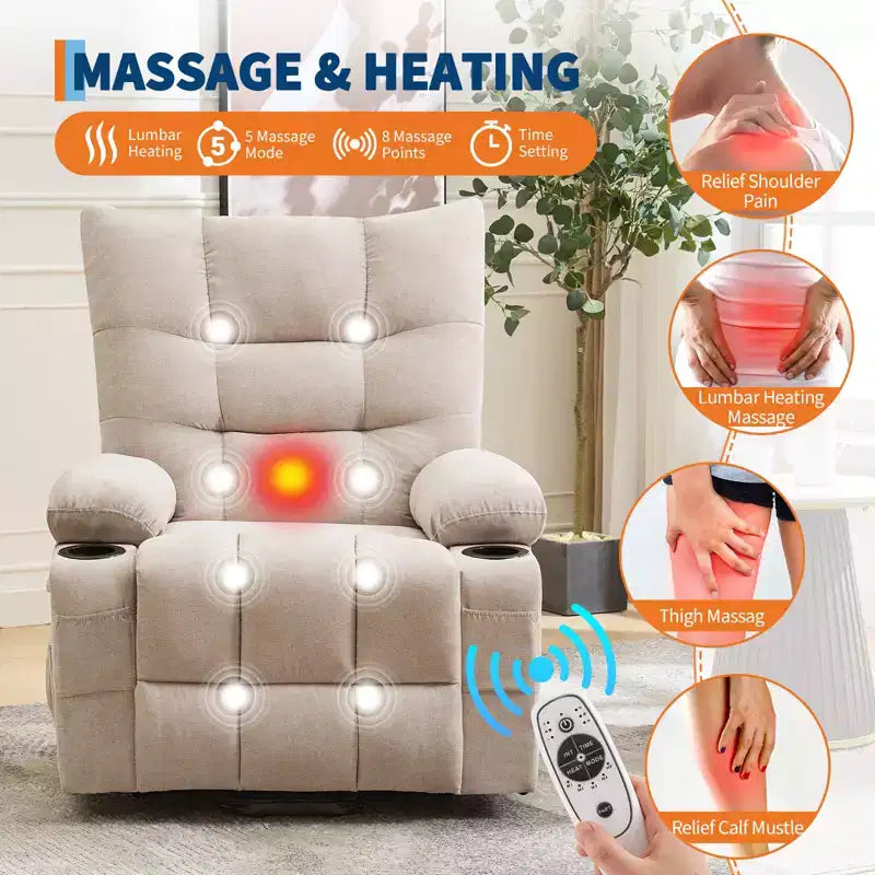 Fauteuil inclinable releveur surdimensionné, Rembourrage doux et confortable