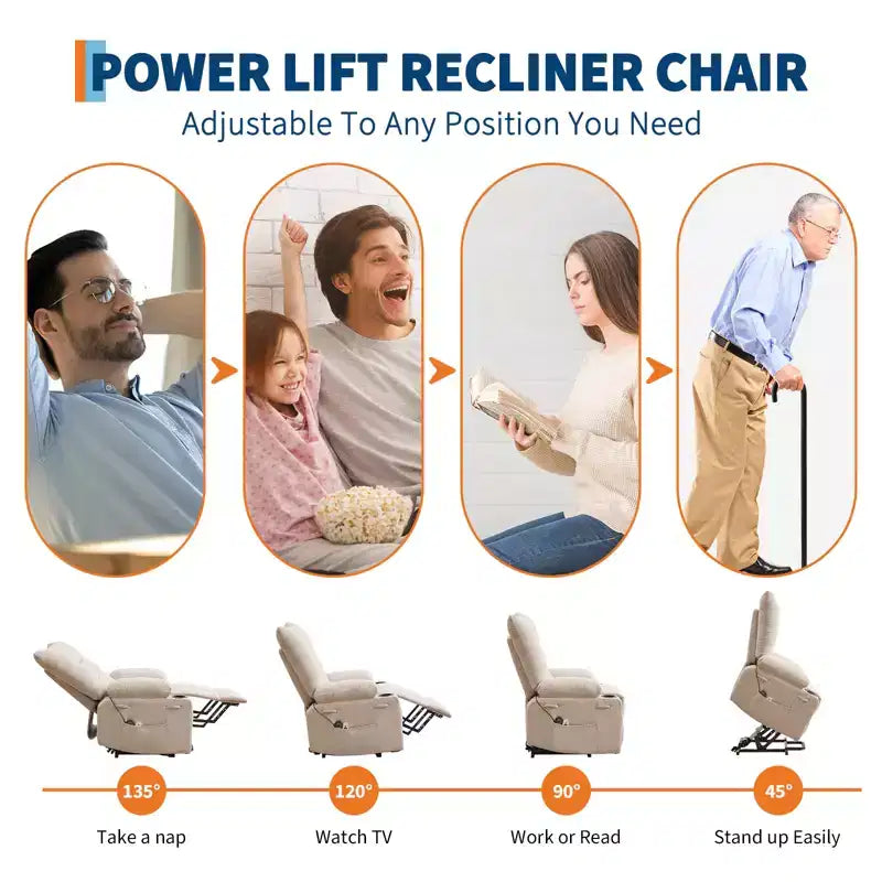 Fauteuil inclinable releveur surdimensionné, Rembourrage doux et confortable