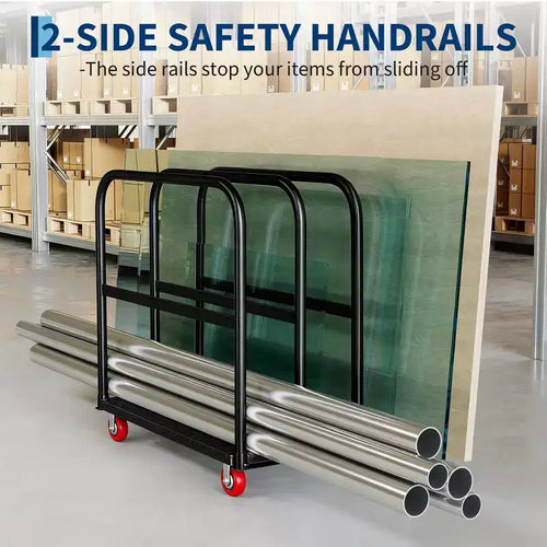 2000LBS Heavy Duty Panel Truck Cart, 2-Side Handrails Dolly with 5 Wheels, 37x24INCH All-Weather Platform Cart for Easy Assembly & Storage