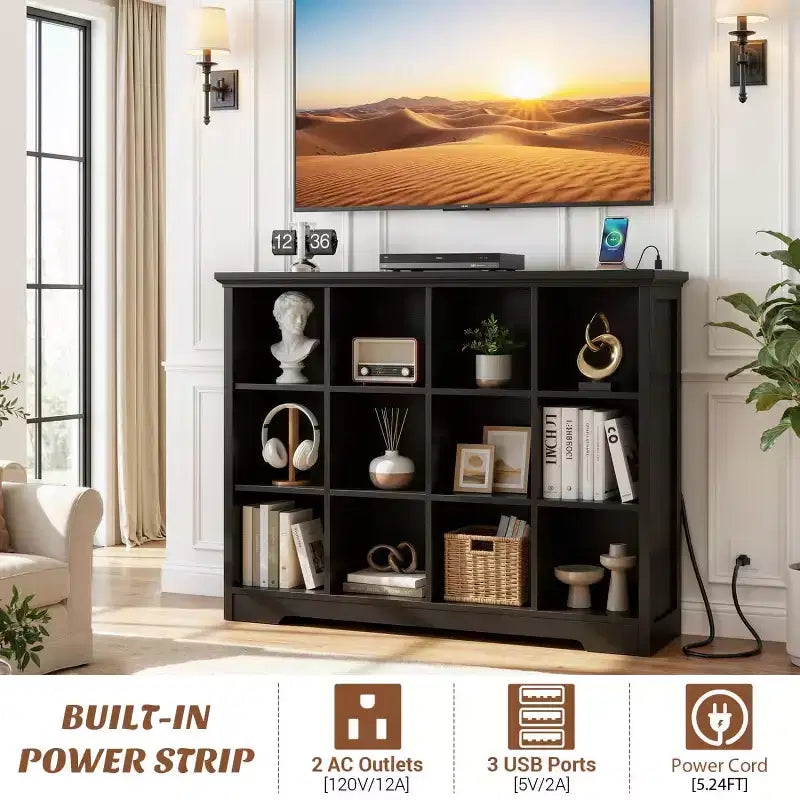 Étagère 12 cubes avec station de charge et bacs de rangement
