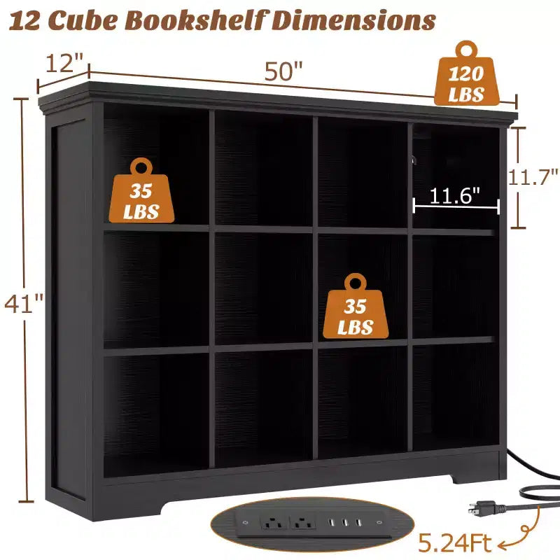 Étagère 12 cubes avec station de charge et bacs de rangement