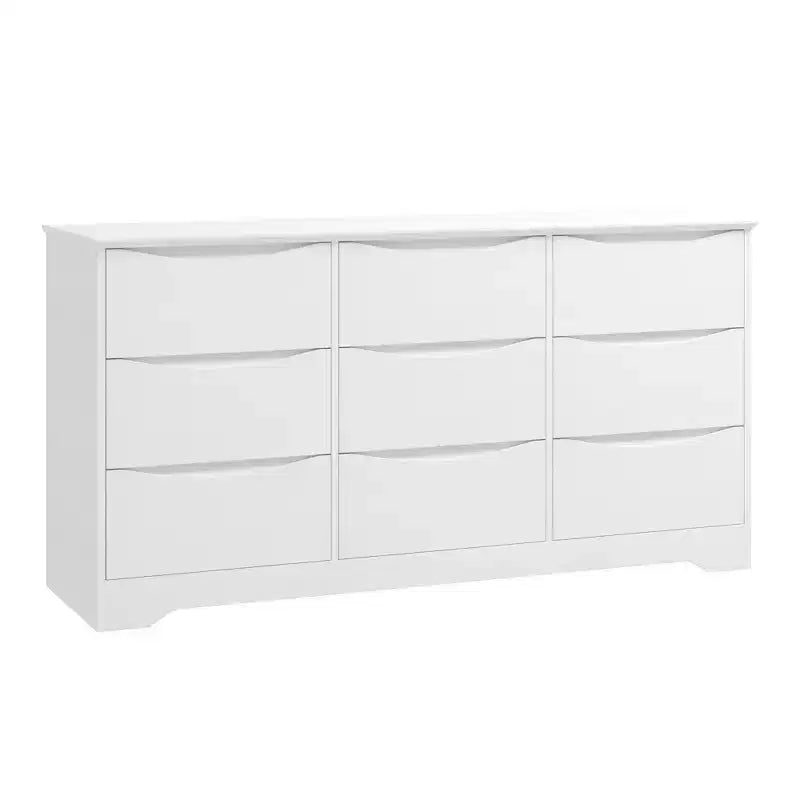 Commode en bois moderne à 9 tiroirs, rangement profond, design robuste