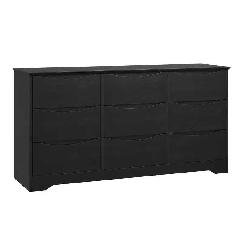 Commode en bois moderne à 9 tiroirs, rangement profond, design robuste