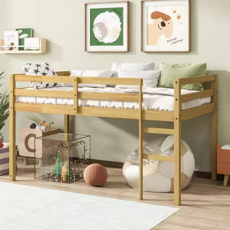 MAYEERTY Full Bed Frame Solid Pine Wood No Box Spring Needed Noise-Free Design