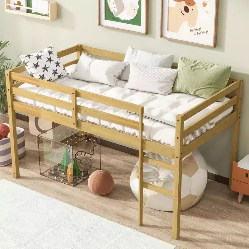 MAYEERTY Full Bed Frame Solid Pine Wood No Box Spring Needed Noise-Free Design