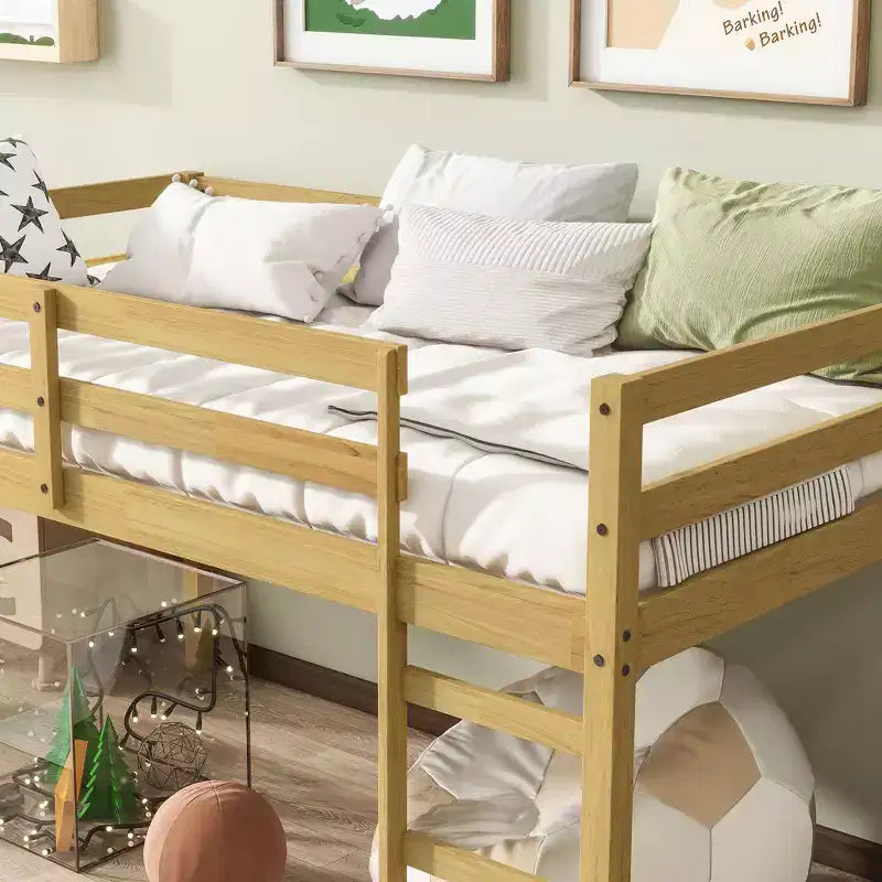 MAYEERTY Full Bed Frame Solid Pine Wood No Box Spring Needed Noise-Free Design